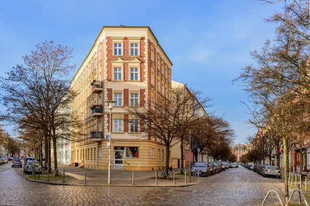 "Gruenderzeit" neoclassicism: Historical "Kaskelkiez" ("Kaskel neighborhood") in Berlin-Lichtenberg stock photo