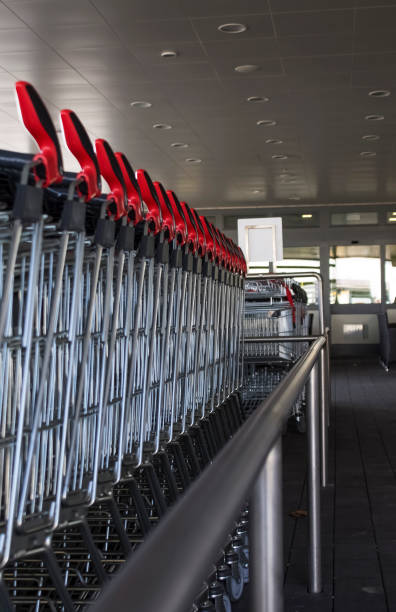 istock Shopping carts in a row 1048419488