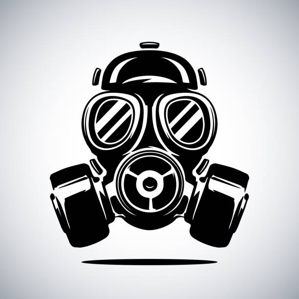 ilustraciones, imágenes clip art, dibujos animados e iconos de stock de ilustración de vector de máscara de gas aislado en blanco. ilustración de vector de respirador - careta antigás
