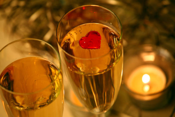 champagne glass heart candle