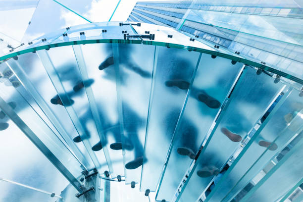 istock Futuristic Glass Architecture, Footprints Staircase 1048450780