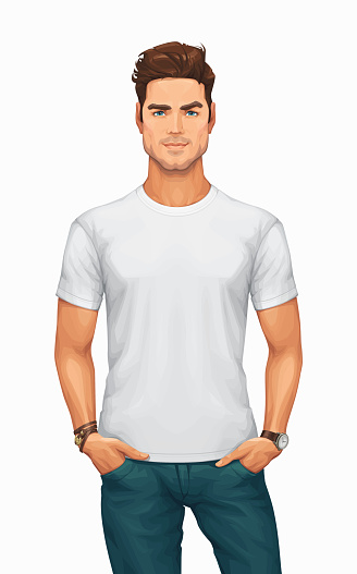 Man Wearing a Blank White T-Shirt