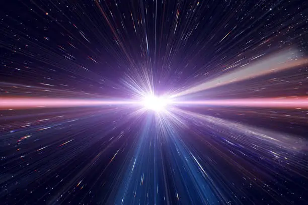 Photo of Light speed travel time warp traveling in outer space galaxy.