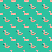 istock Inflatable Flamingo Summer Seamless Pattern 1048463838