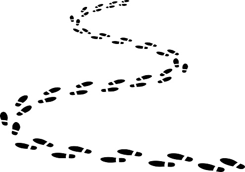 footprints on winding road