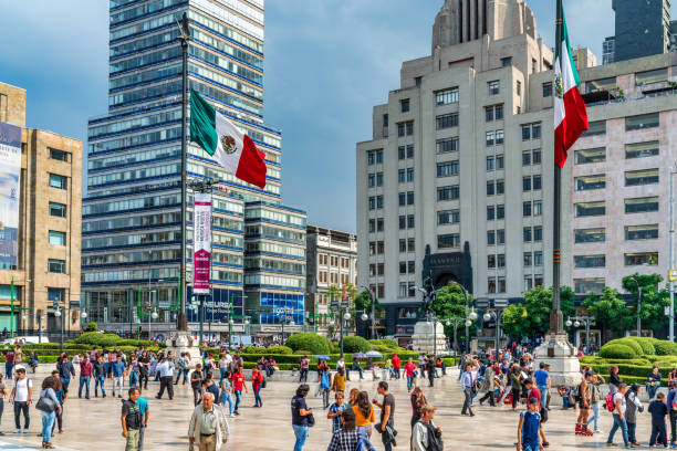 Lively city square in Mexico City