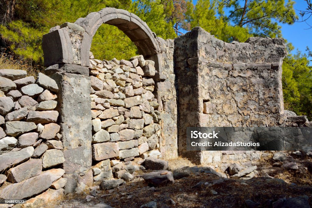 Bizans Kilisesi Bozburun Yarımadası'nın Türkiye'deki Gerbekilise kalıntıları. - Royalty-free Akdeniz bölgesi Stok görsel