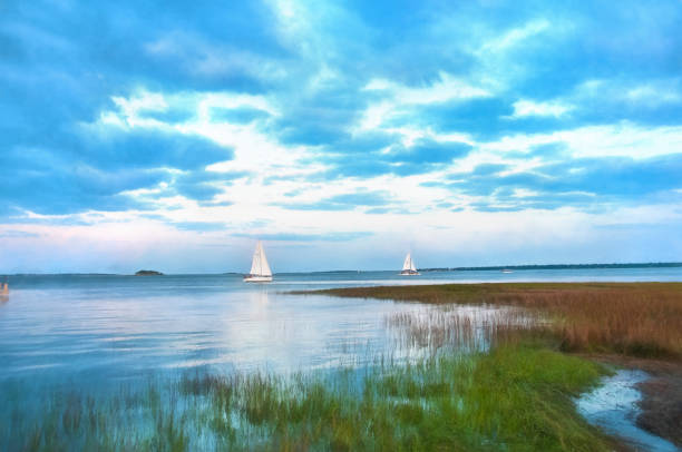 Sailboats in the Bay, Charleston, SC, USA