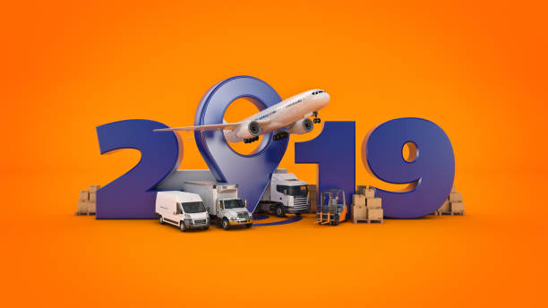 istock world wide cargo transport concept. 2019 New Year sign. 3d rendering. 1048525670