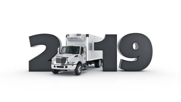 istock Refrigerated Truck concept 2019 New Year sign. 3d rendering. 1048525698
