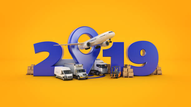 istock world wide cargo transport concept. 2019 New Year sign. 3d rendering. 1048525852