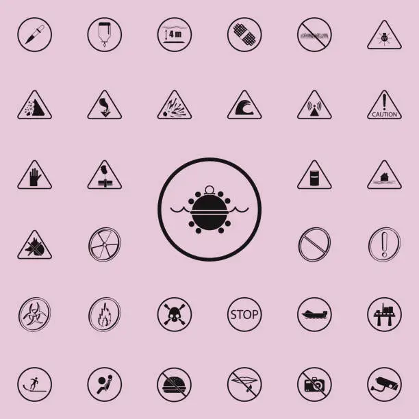 Vector illustration of sign dangerously underwater mines icon. Warning signs icons universal set for web and mobile