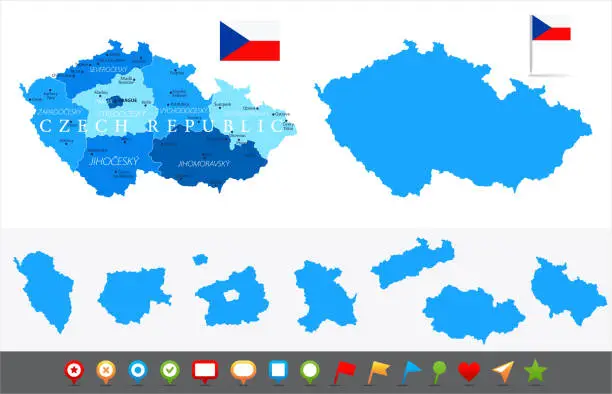 Vector illustration of Map of Czech Republic - Infographic Vector