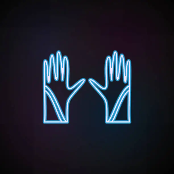 Vector illustration of gloves icon in neon style. One of Woman Accessories collection icon can be used for UI, UX