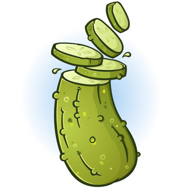 in scheiben geschnittene gurke cartoon illustration - pickled stock-grafiken, -clipart, -cartoons und -symbole