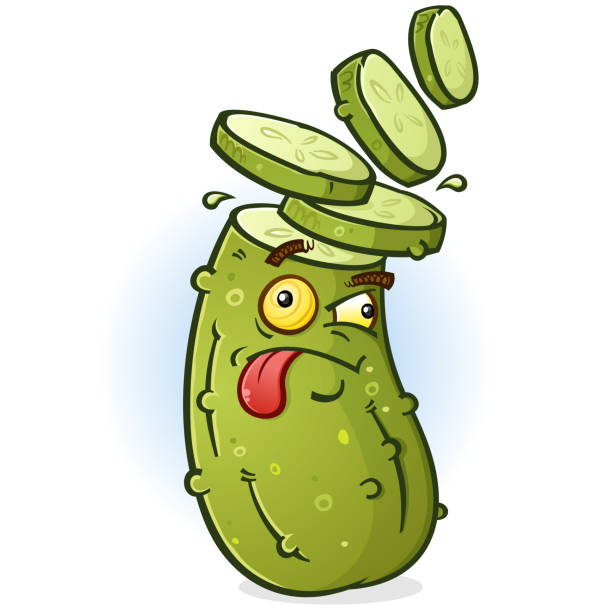 ilustrações de stock, clip art, desenhos animados e ícones de sliced head pickle cartoon character - pickle relish