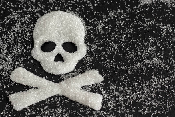 istock skull shape from sugar on black background, Concept 1048613718