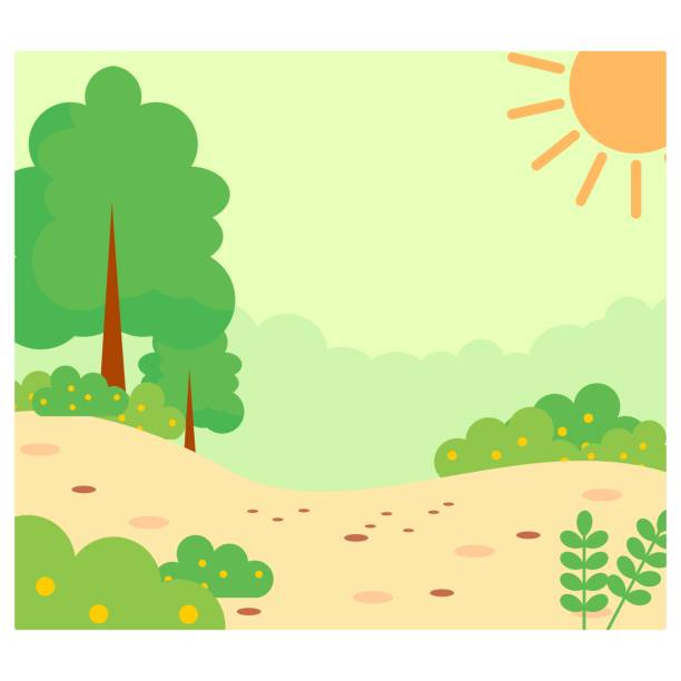 istock nice and cool cartoon scenery of sunny dry season 1048622168
