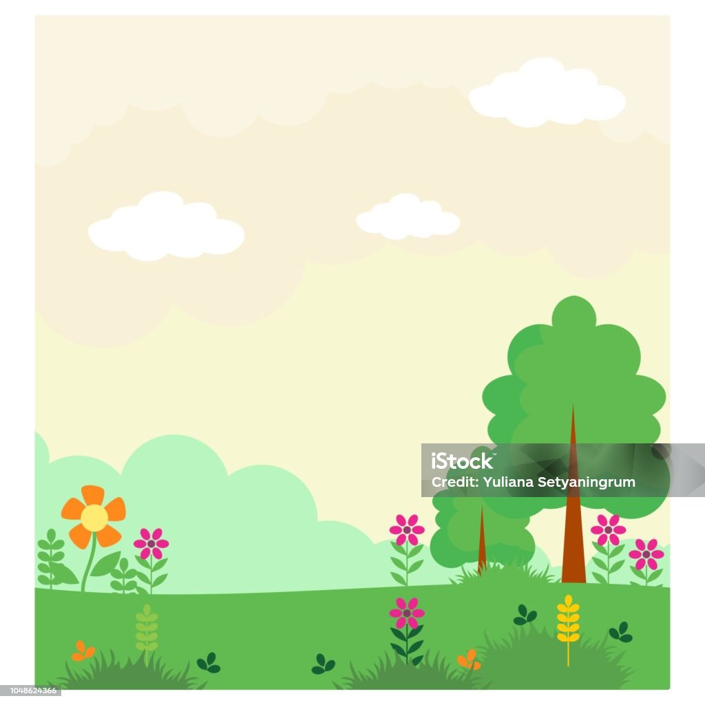 Ilustración de Dibujos Animados Fresco Y Agradable Paisaje Verde Prado O  Pasto Con Árboles Y Las Flores y más Vectores Libres de Derechos de  Agricultura - iStock