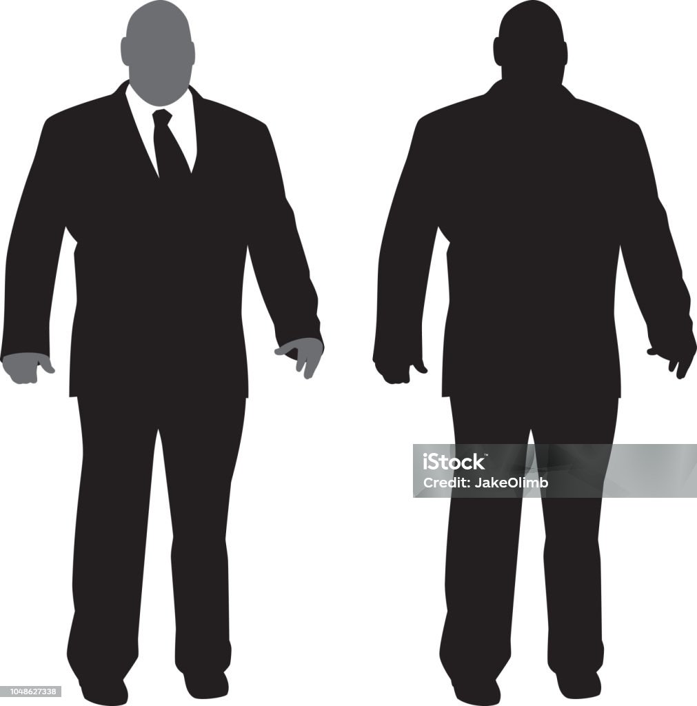 Large Businessman Silhouette Vector silhouette of a large man in a business suit. In Silhouette stock vector