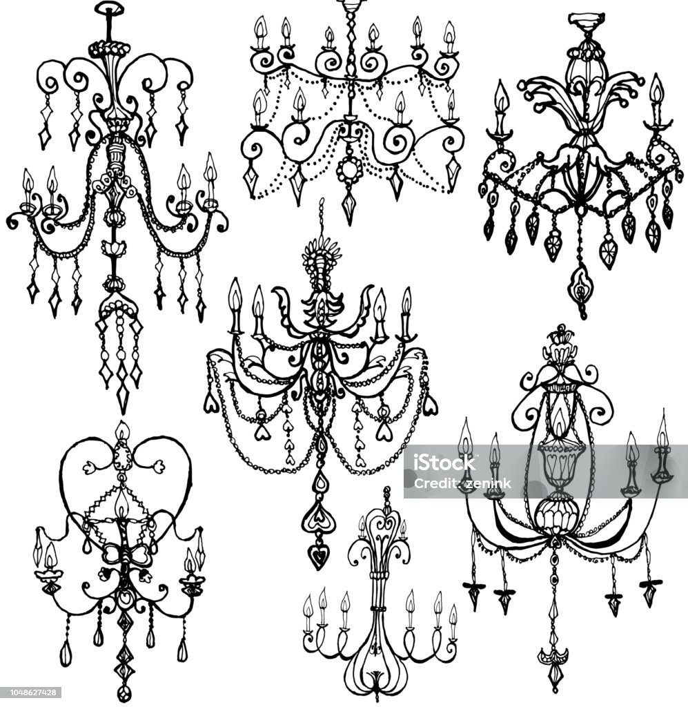 chandelier. Set of decorative chandeliers. pendant lamps. Chandelier stock vector