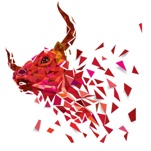 illustrazioni stock, clip art, cartoni animati e icone di tendenza di bull poligono basso vettore geometrico - stock market animals