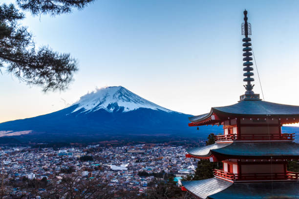 istock Fuji Volcano in Japan's winter season 1048641336