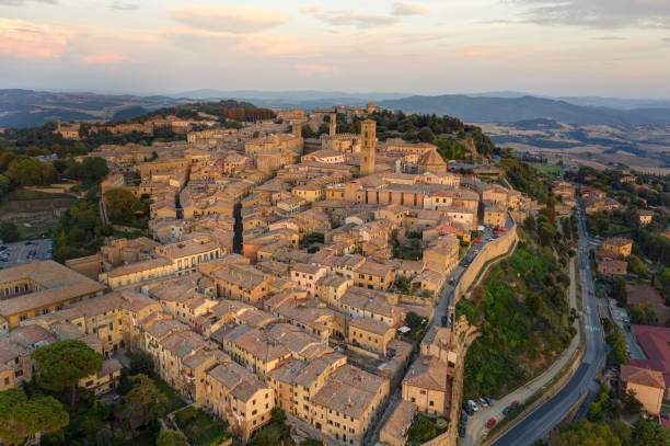 istock Volterra, Italy - Aerial view at Sunset 1048641650