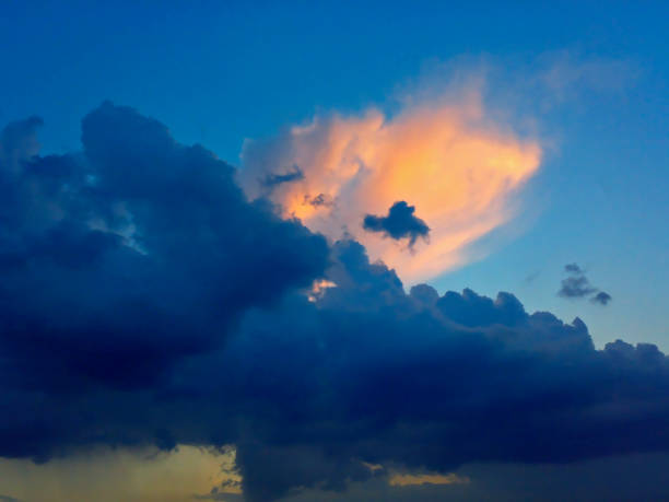 istock Blue sky and white clouds and the sun 1048644608