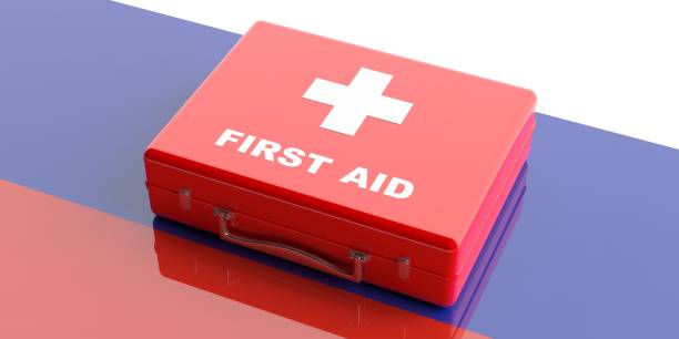 istock 3d rendering first aid kit on Russia flag background 1048647106