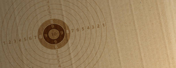 Shooting target on recycling carton paper, banner, copy space. 3d illustration