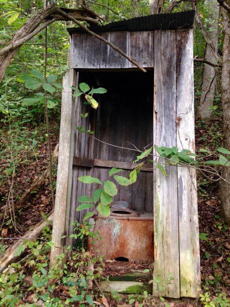 istock Outhouse in woods 1048650204