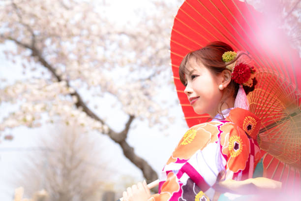 istock Young asian girl wearing kimono (Japanese traditional clothes). 1048650588