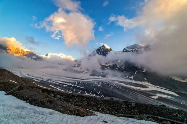 Photo of Scenic view of beautiful landscape of Swiss Alps with a majestic Glacier de Corbassiere.