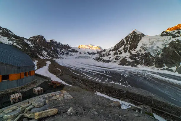 Photo of Scenic view of beautiful landscape of Swiss Alps with a majestic Glacier de Corbassiere.