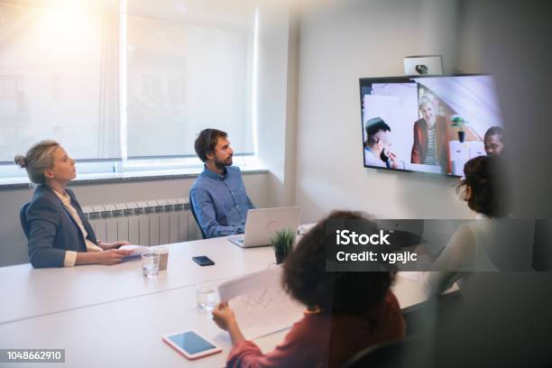Business Meeting Stock Photo - Download Image Now - Video Conference, Men, Video Call
