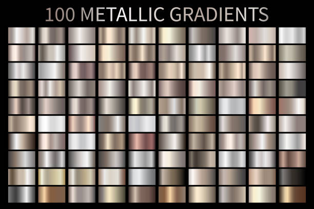 logam, perunggu, perak, emas, gradien tekstur chrome metal foil - emas logam ilustrasi stok