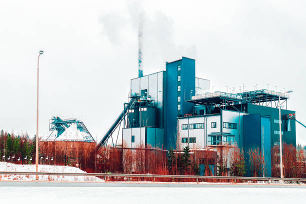 Factory in Helsinki in Finland in winter.