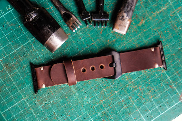 istock Leather crafts working handmade watch strap 1048663488