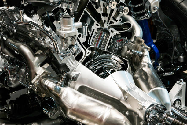 istock Cutting view of engine and transmission of automobile 1048664150