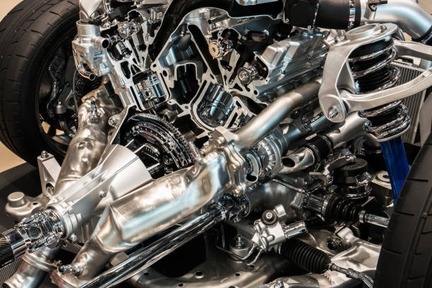 istock Cutting view of engine and transmission of automobile 1048664406