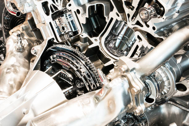 istock Cutting view of engine and transmission of automobile 1048664412