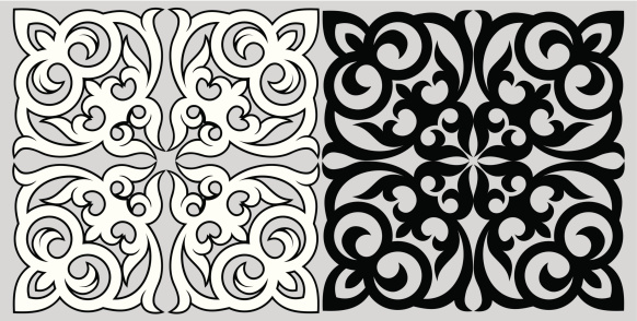 Kakkar Pattern Kazakh Pattern Stock Illustration - Download Image Now - Black Color ...