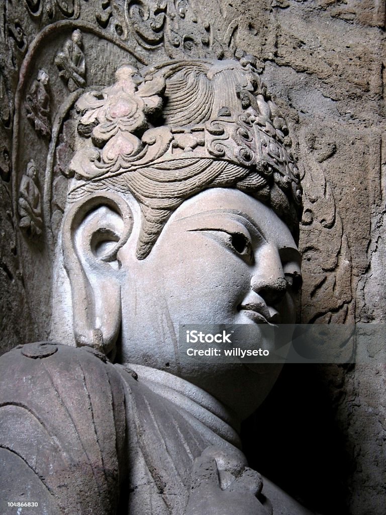 불교도 황후상 - 로열티 프리 운강 석굴 스톡 사진
