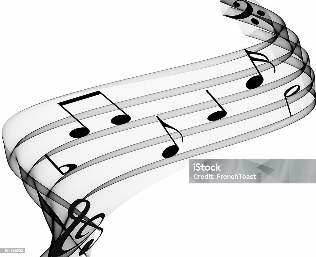 music notes music notes on soft grey curves Musical Note Stock Photo