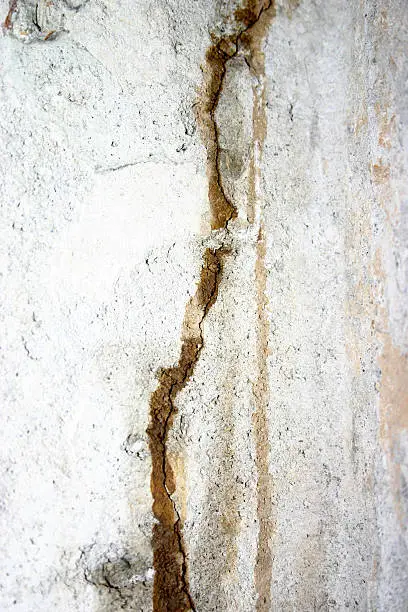 Moisture and water damage from a crack in the foundation