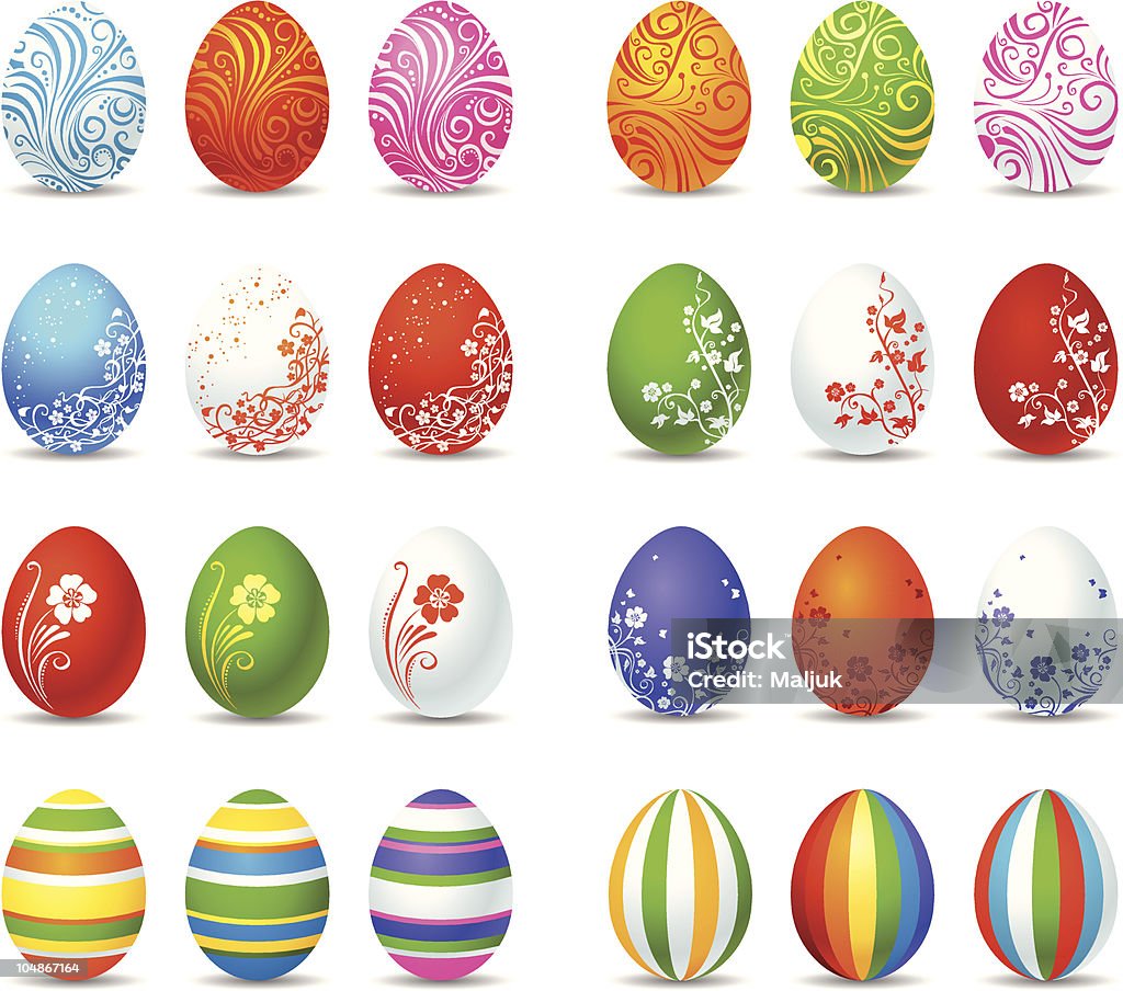 Vinte e quatro ovos de Páscoa - Royalty-free Abstrato arte vetorial