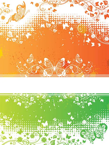 Vector illustration of Floral background with butterflies