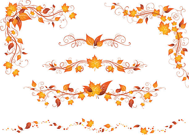 Autumn patterns vector art illustration