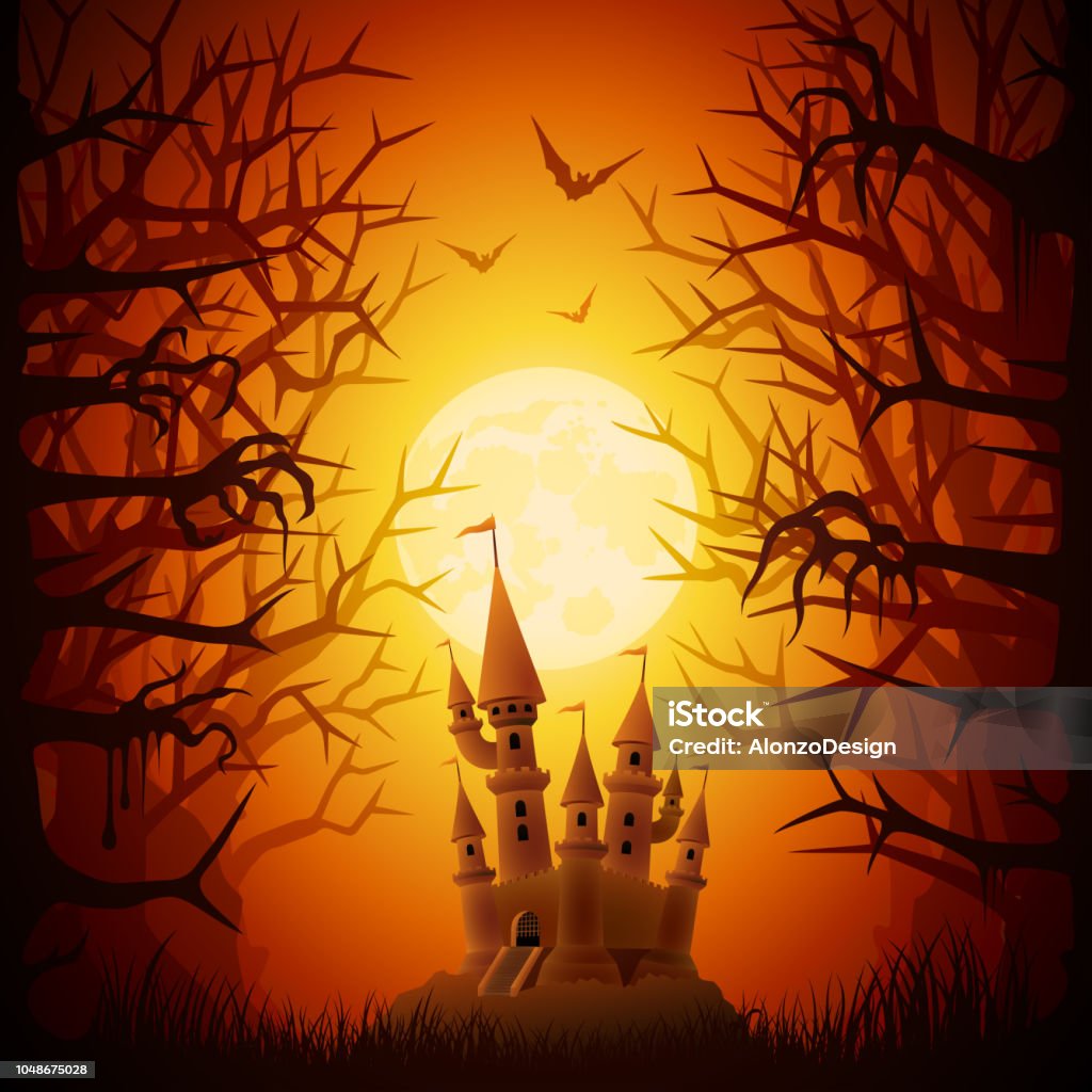 Halloween Spooky Night Castle stock vector